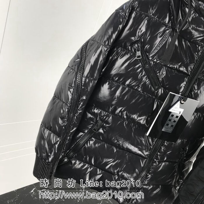 MONCLER蒙口 genius手臂拉鏈字母 植絨羽絨服 黑色 男女同款 ydi1900